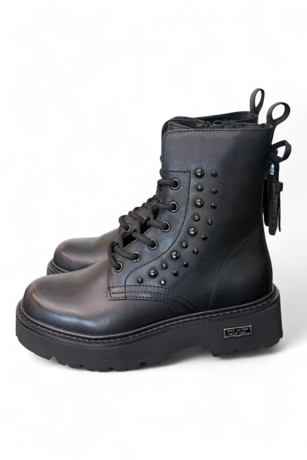 Anfibio donna pelle nera fiocco Slash Cult 