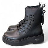 Anfibio donna pelle nera fiocco Slash Cult 