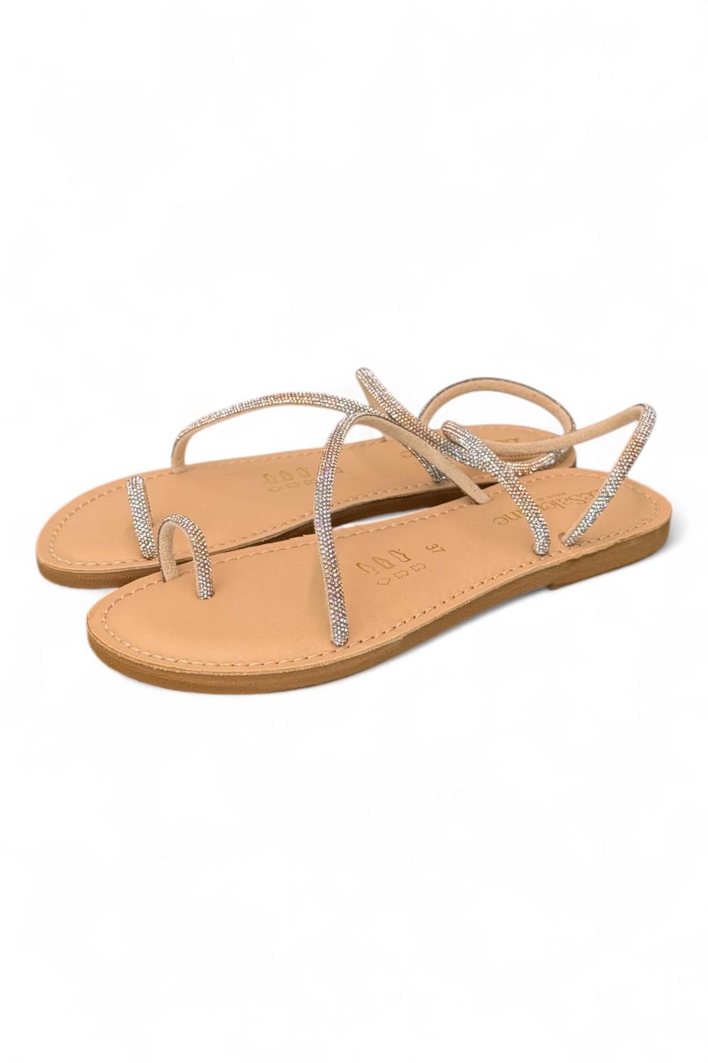 Sandalo infradito strass argento platino Le Salentine 