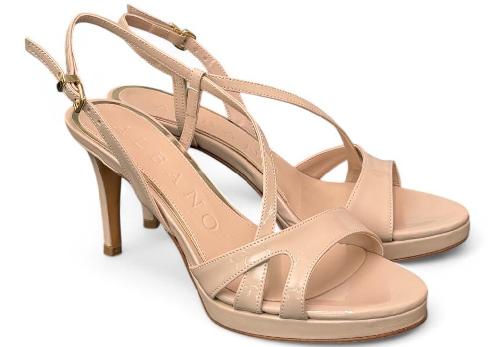 Sandalo Albano nude in vernice con plateau 