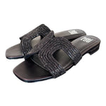 Ciabatta con strass nera Bibi Lou<BR/> 