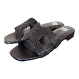Ciabatta con strass nera Bibi Lou<BR/> 
