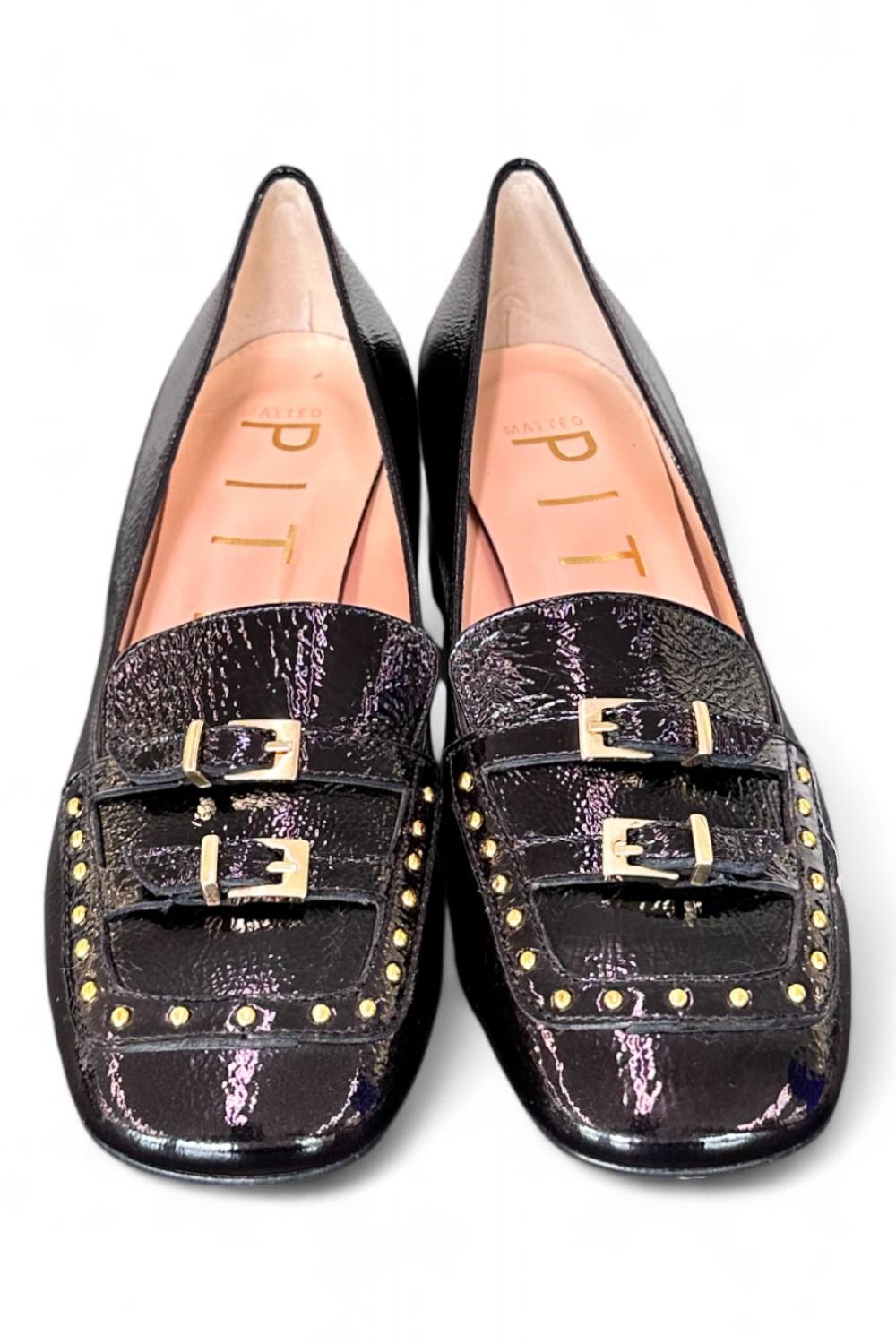 Mocassino borchie vernice nera Matteo Pitti 