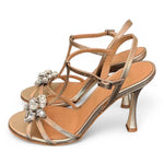 Sandalo gioiello bronzo rosato tacco 90 Chantal<BR/> <BR/> 
