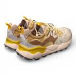 Sneaker uomo Yamano 3 1E44 beige white brown canvas Flower Mountain 