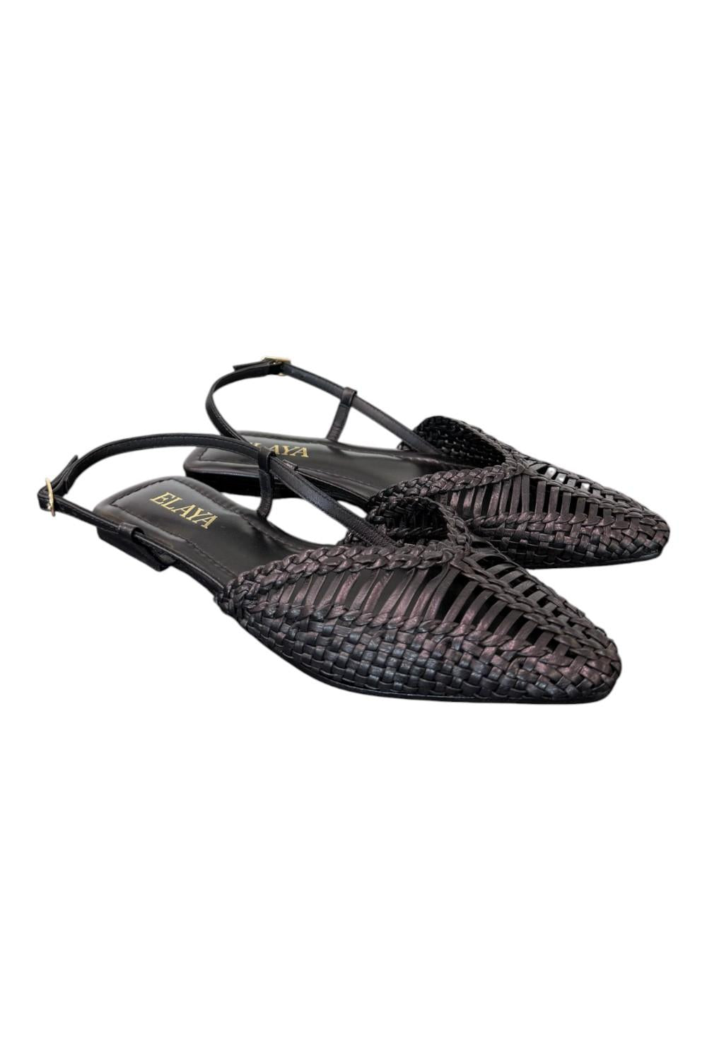 Slingback intrecciata pelle nera Elaya 