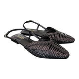 Slingback intrecciata pelle nera Elaya 