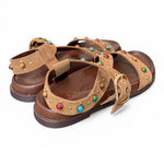 Sandalo perline suede sigaro Inuovo<BR/> 