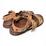 Sandalo perline suede sigaro Inuovo<BR/> 