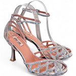 Sandalo gabbia strass argento tacco Bibi Lou<BR/> 