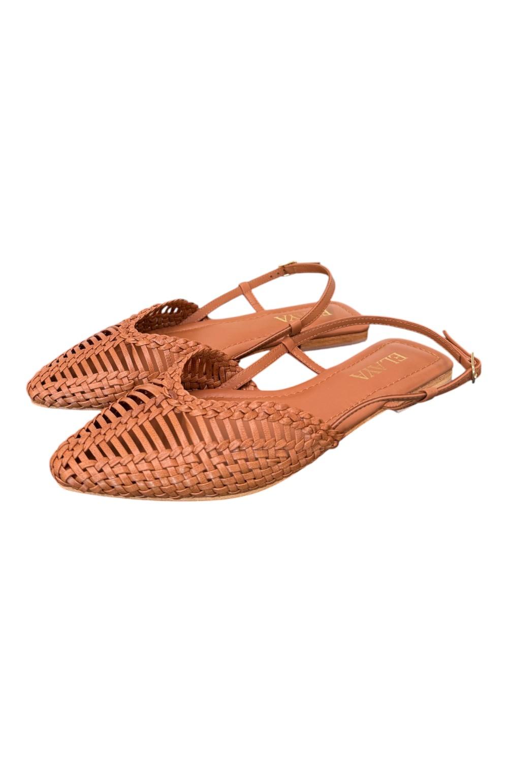 Slingback intrecciata pelle cuoio Elaya 