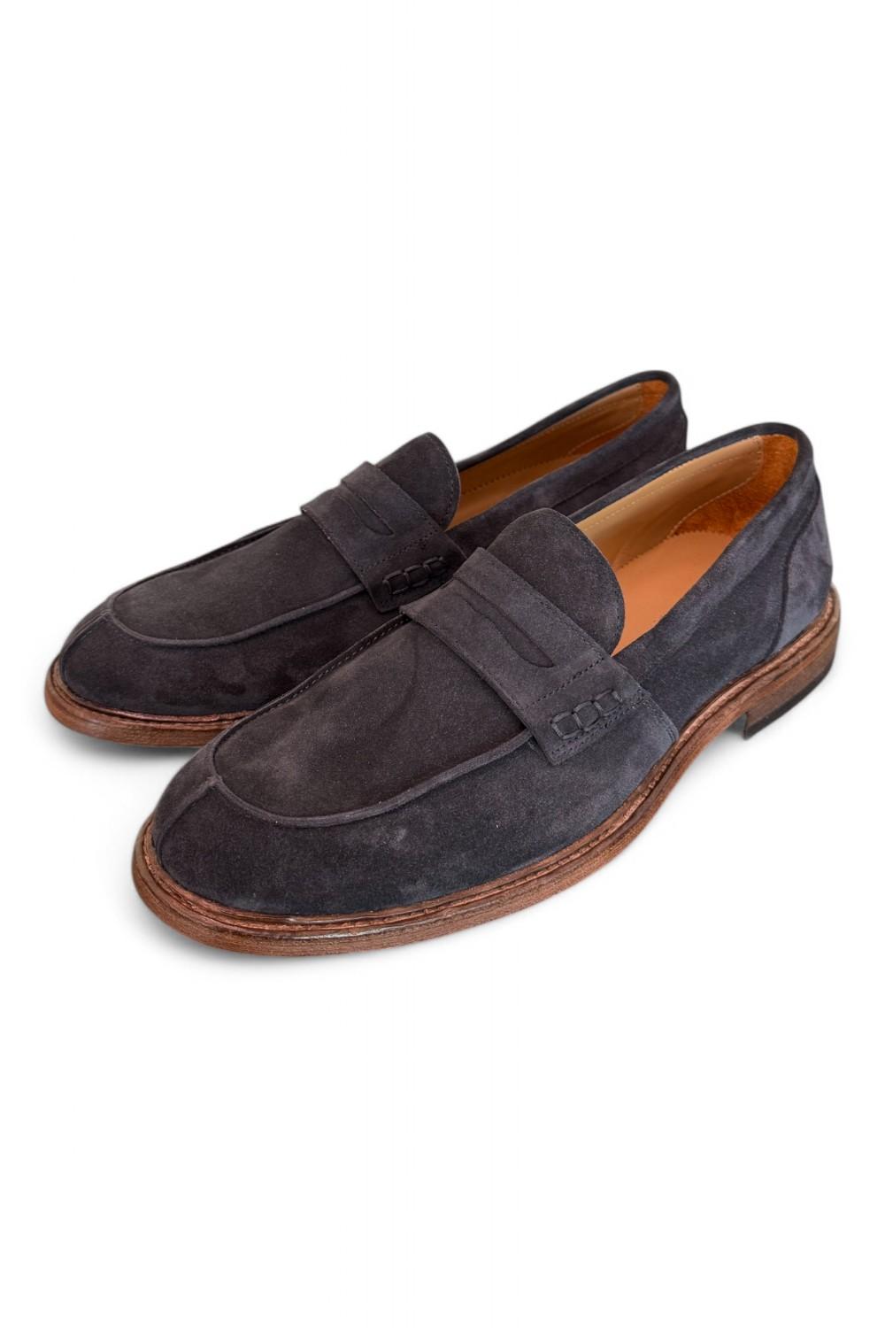Mocassino suede blu Franco Fedele<BR/> 