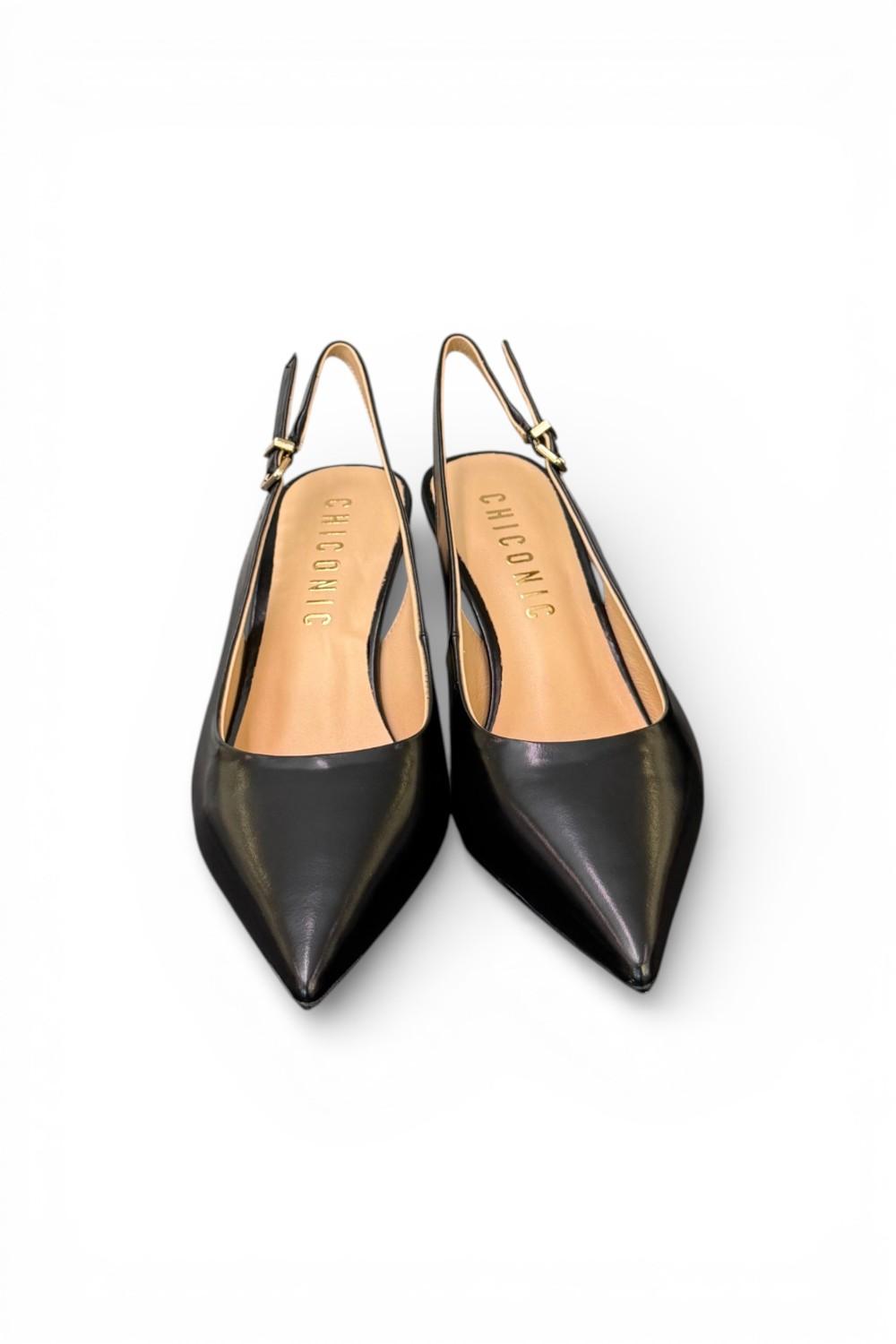 Slingback pelle nera T70 Chiconic 