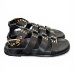 Sandalo gladiatore pelle nera Inuovo<BR/> 
