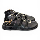 Sandalo gladiatore pelle nera Inuovo<BR/> 