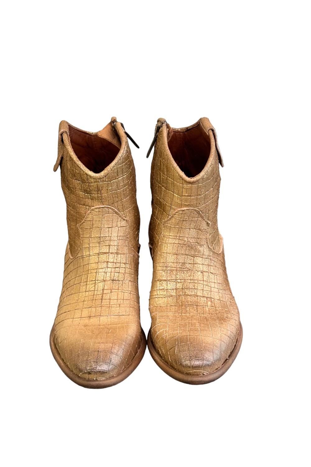 Stivaletto texano intagliato oro Zoe 