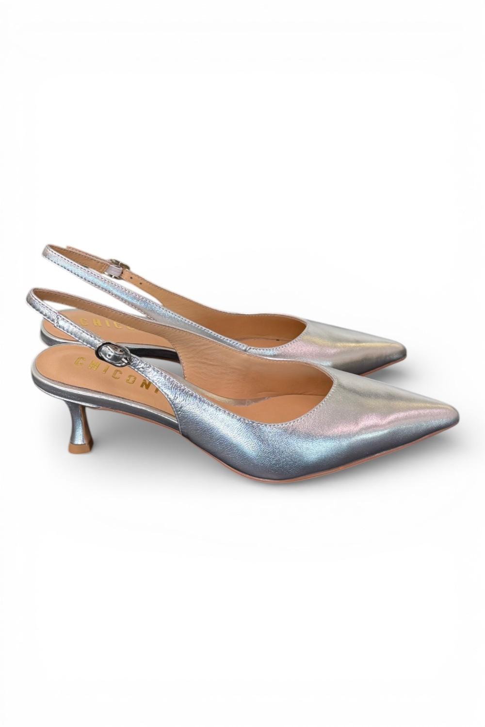 Slingback laminata argento T50 Chiconic 