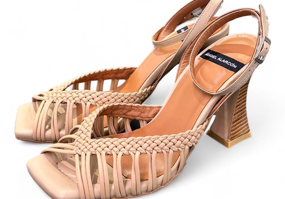 Sandalo con mignon intrecciati beige Alarcon<BR/> 