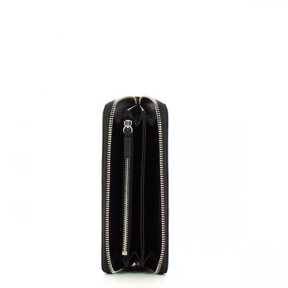 Portafoglio Metallic Soft Shiny Zip Around Noir 