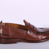 Mocassino cucitura pelle marrone Martire<BR/> 