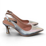Slingback pelle argento tacco 70 Ranye 