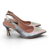 Slingback pelle argento tacco 70 Ranye 