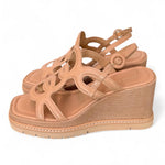 Sandalo cerchi pelle naturale zeppa 90 Bruno Premi<BR/> 