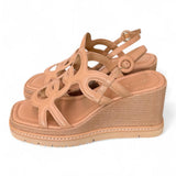 Sandalo cerchi pelle naturale zeppa 90 Bruno Premi<BR/> 