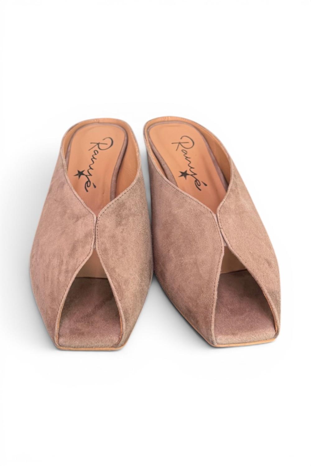 Ciabatta suede taupe tacco 60 Ranye 