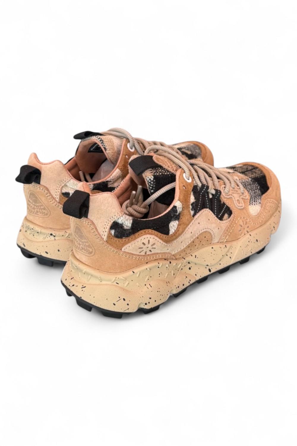 Sneaker donna Flower Mountain Yamano 3 4D58 mud light brown cheques 