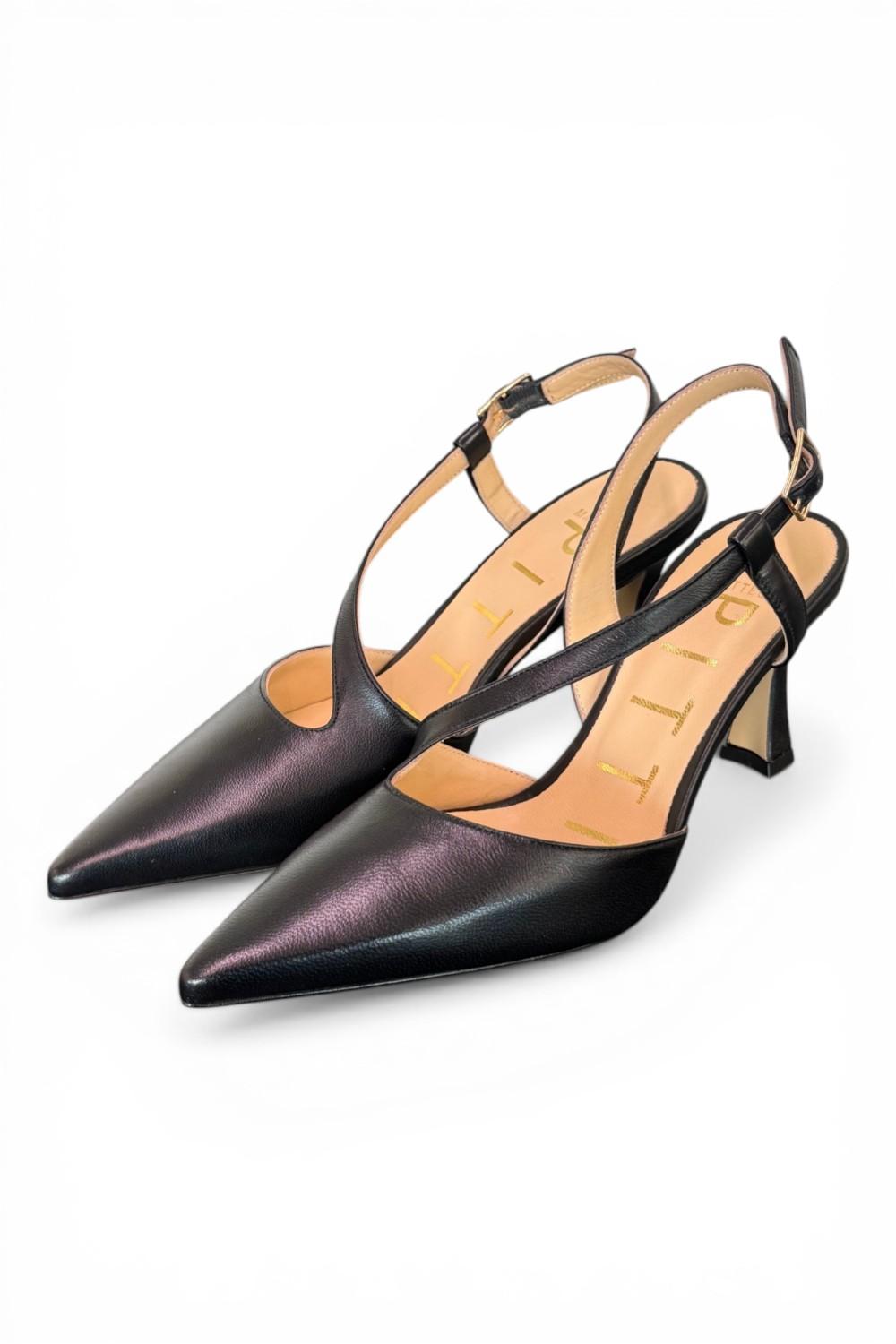 Slingback trasversale pelle nera Matteo Pitti 
