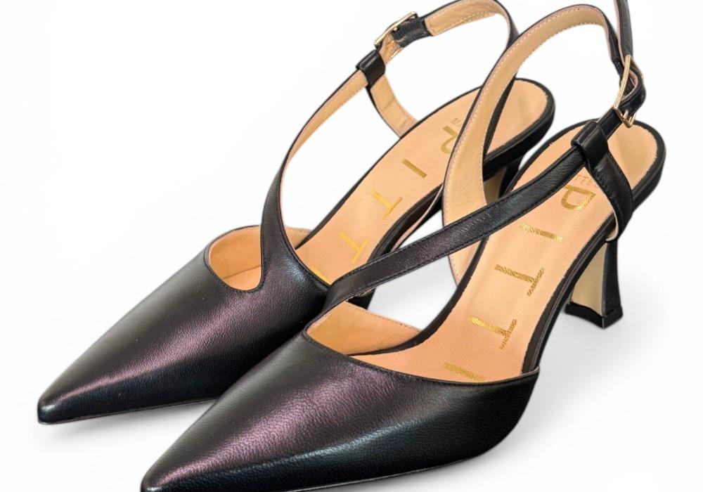 Slingback trasversale pelle nera Matteo Pitti 