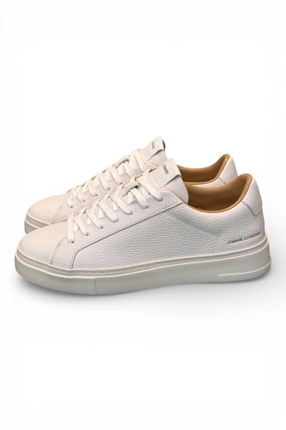 Sneaker pelle martellata bianca XL Crime London 