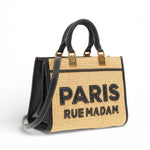 Shopping Iconique Tote mini Straw  beige black rafia Rue Madam 