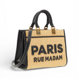 Shopping Iconique Tote mini Straw  beige black rafia Rue Madam 