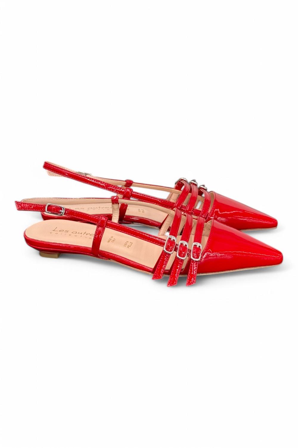 Slingback cintini vernice rossa  flat Les Autres<BR/> 