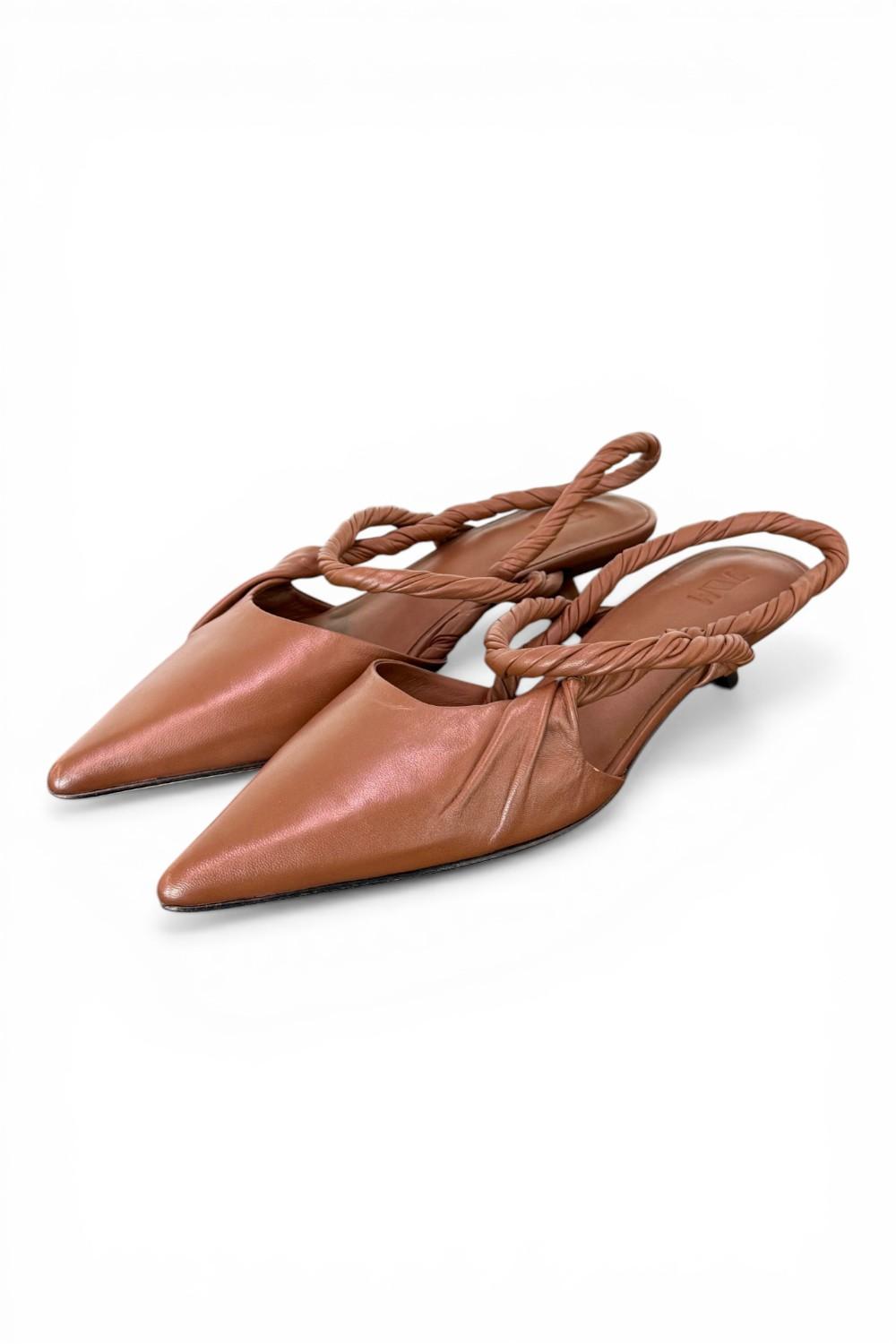 Slingback pelle marrone treccia  JVAM<BR/> 