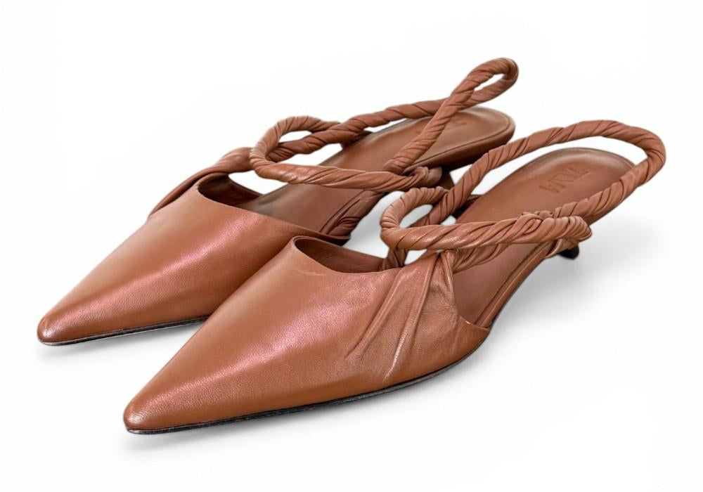 Slingback pelle marrone treccia  JVAM<BR/> 