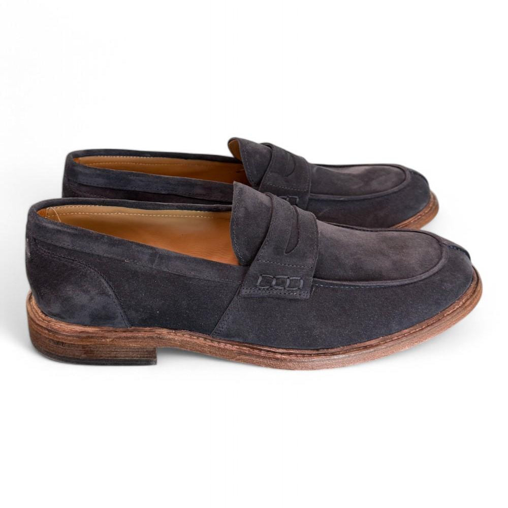 Mocassino suede blu Franco Fedele<BR/> 