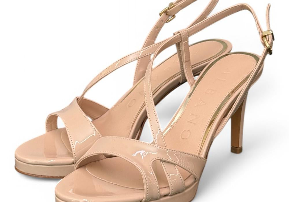 Sandalo Albano nude in vernice con plateau 