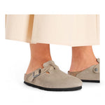 Sabot Boston Birkenstock Suede Braided Taupe 1026694 