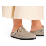 Sabot Boston Birkenstock Suede Braided Taupe 1026694 