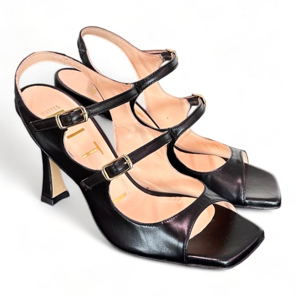 Sandalo cintini nero tacco 90 Matteo Pitti<BR/> 