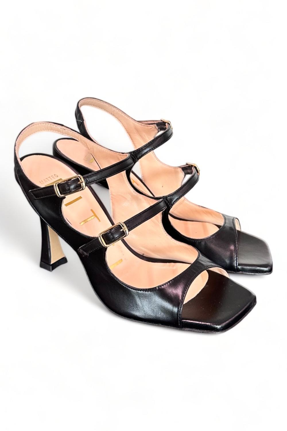 Sandalo cintini nero tacco 90 Matteo Pitti<BR/> 