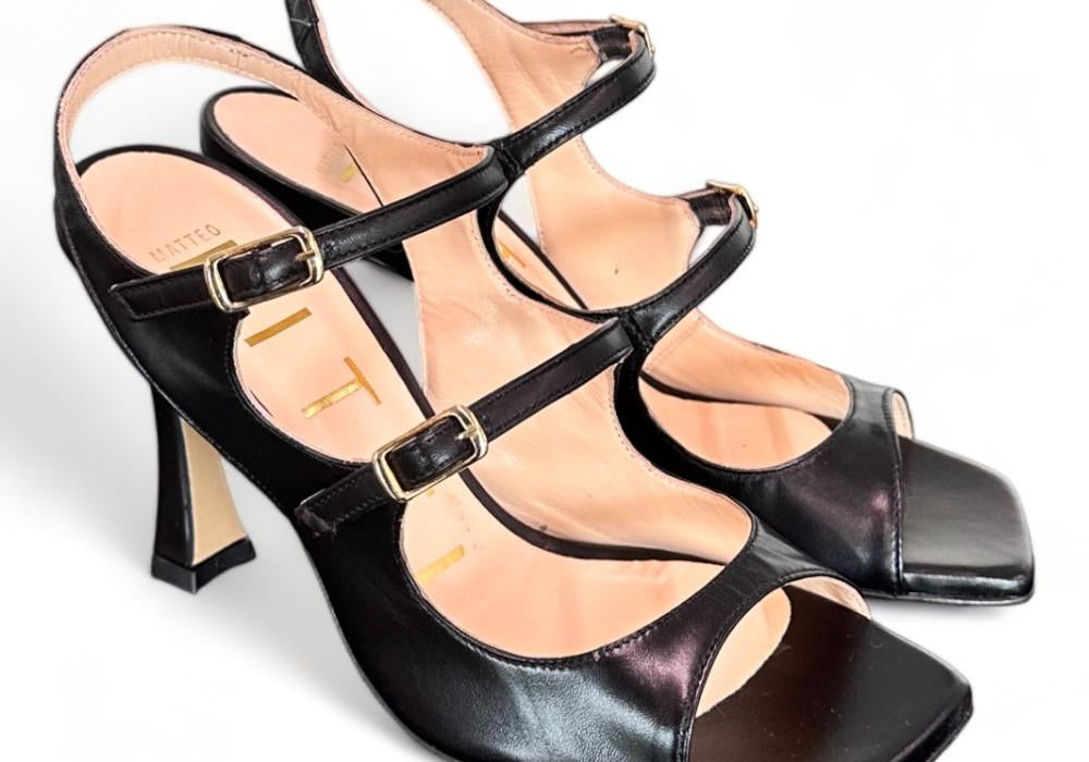 Sandalo cintini nero tacco 90 Matteo Pitti<BR/> 