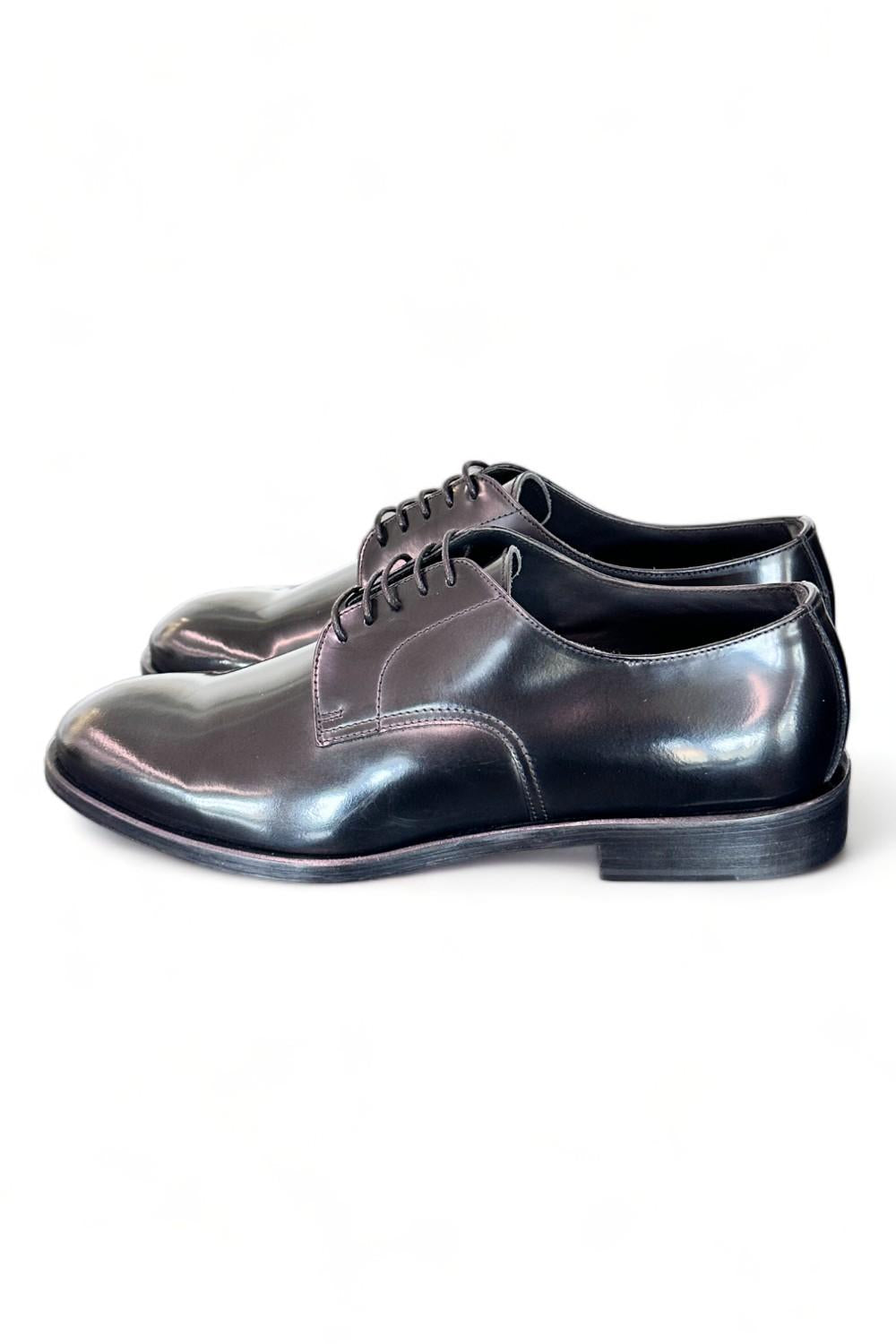 Scarpa allacciata liscia nera cerimonia Franco Fedele 