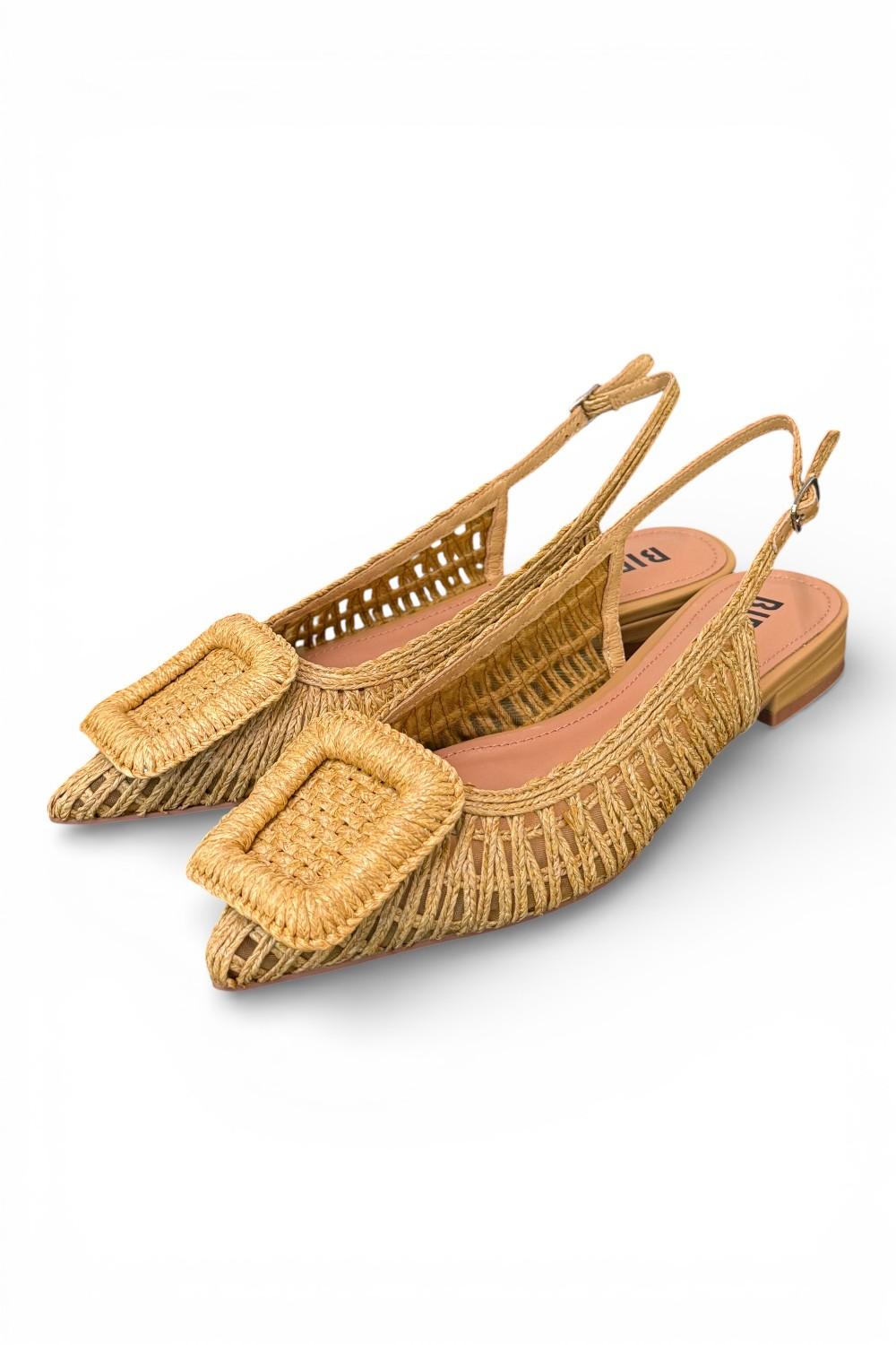 Slingback rafia intrecciata naturale Bibi Lou<BR/> 