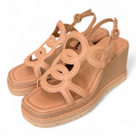 Sandalo cerchi pelle naturale zeppa 90 Bruno Premi<BR/> 