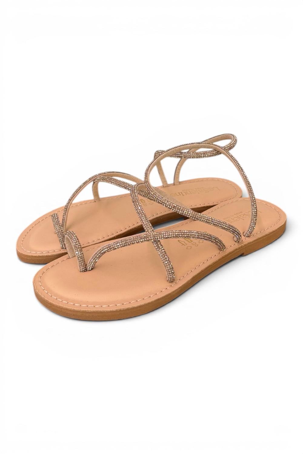 Sandalo infradito strass oro scuro Le Salentine 