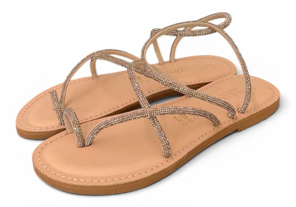 Sandalo infradito strass oro scuro Le Salentine 